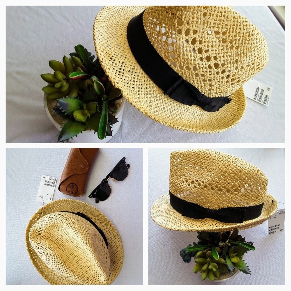 NWT STRAW FEDORA | SIZE LG